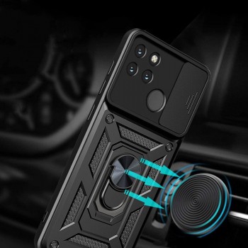 Smūgiams atsparus dėklas su žiedu ir  kameros apsauga  (telefonui Realme C21Y/C25Y)